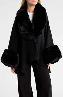 Faux Fur Trimmed Cape