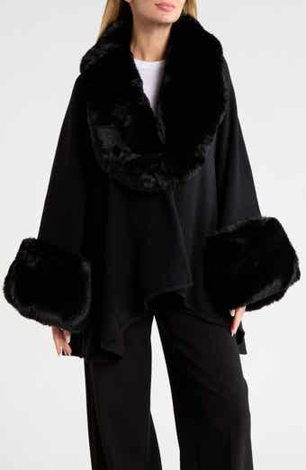 Faux Fur Trimmed Cape