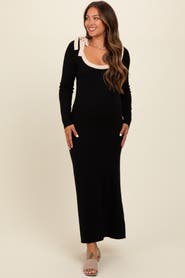 PinkBlush Shoulder Bow Detail Maxi Sweater Dress