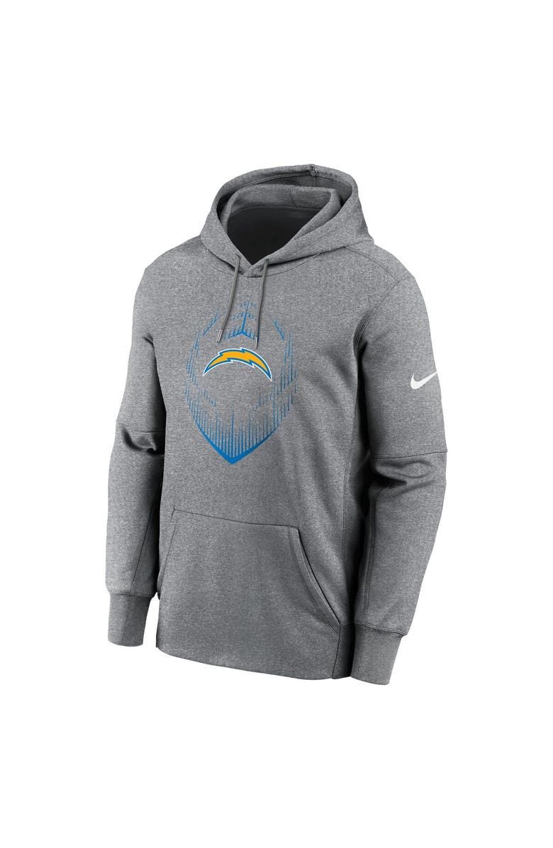 Nike Men's Nike Heather Gray Los Angeles Chargers Icon Performance Pullover Hoodie, Alternate, color, Heather Gray