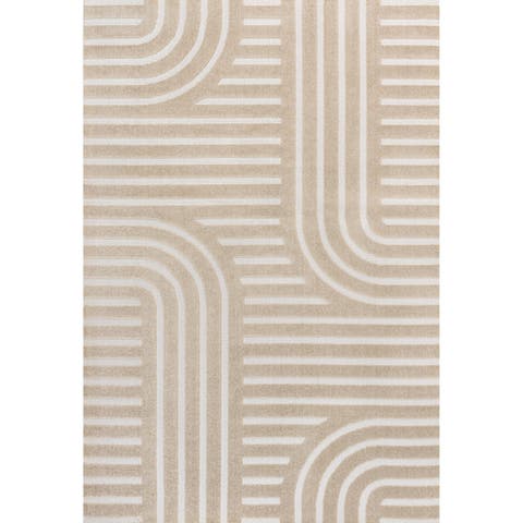 Anders MidCentury Modern Arch Stripe Two-Tone High-Low Area Rug