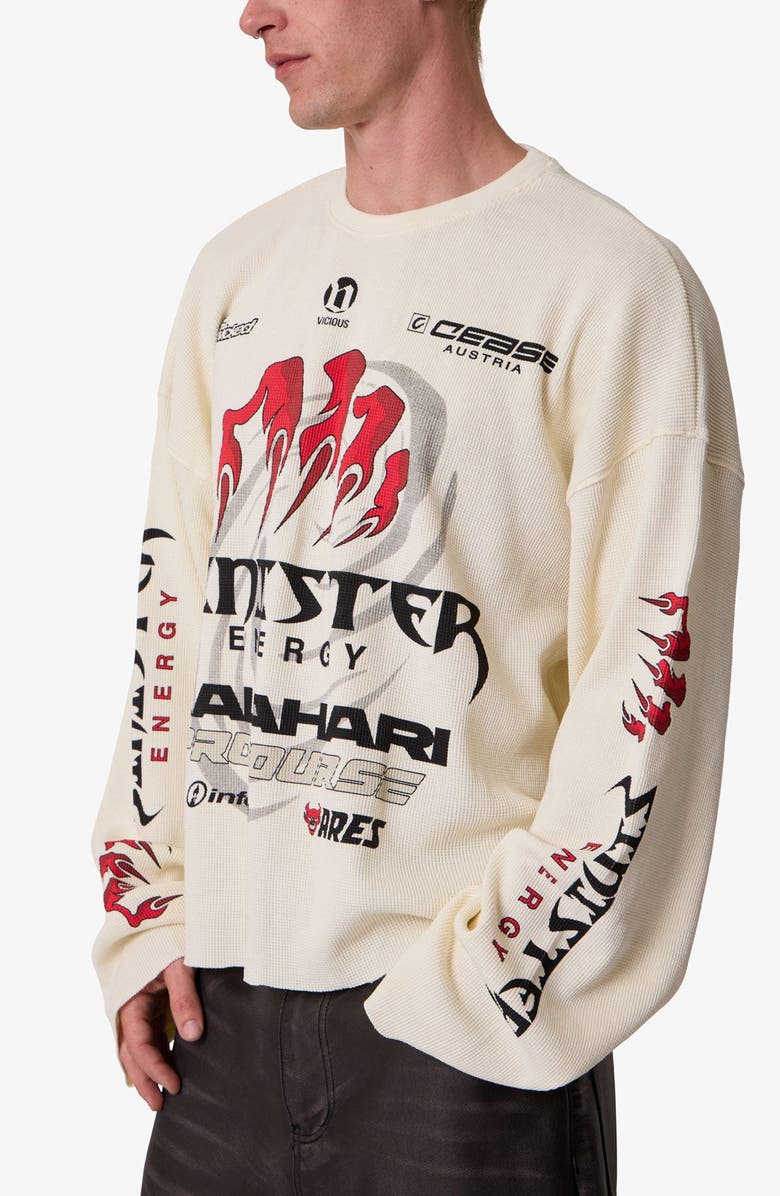 mnml Sinister Thermal Long Sleeve Cotton Graphic T-Shirt, Alternate, color, Off White