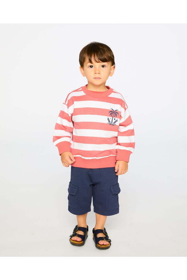 Long Sleeve Stripes French Terry Sweatshirt, Alternate, color, Brick and White Stripes