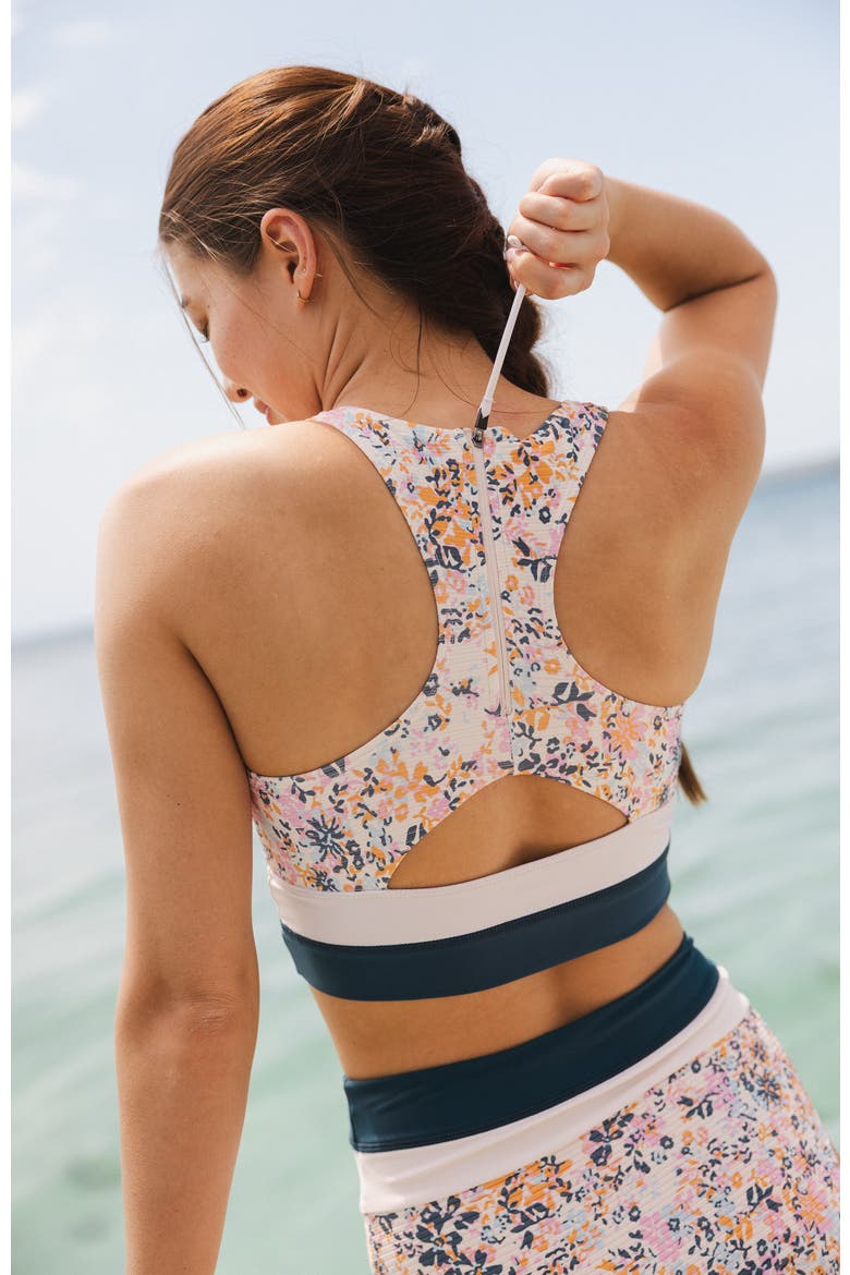 Cut Back Crop Swim Top, Alternate, color, Caspian