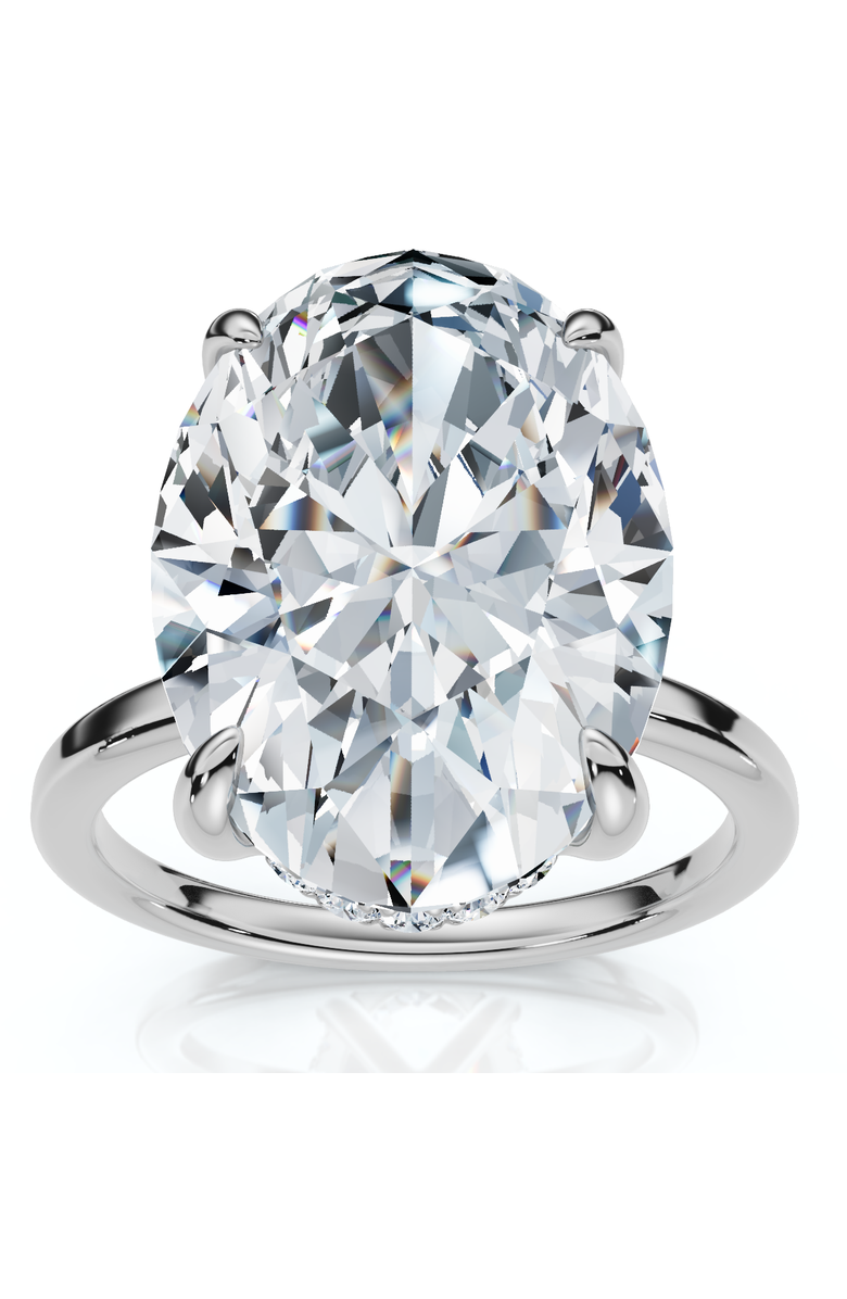 Bliss Diamond Certified 5.08CT Oval Diamond Hidden Halo Engagement Ring 14k Gold Lab Grown, Main, color, 14K White Gold