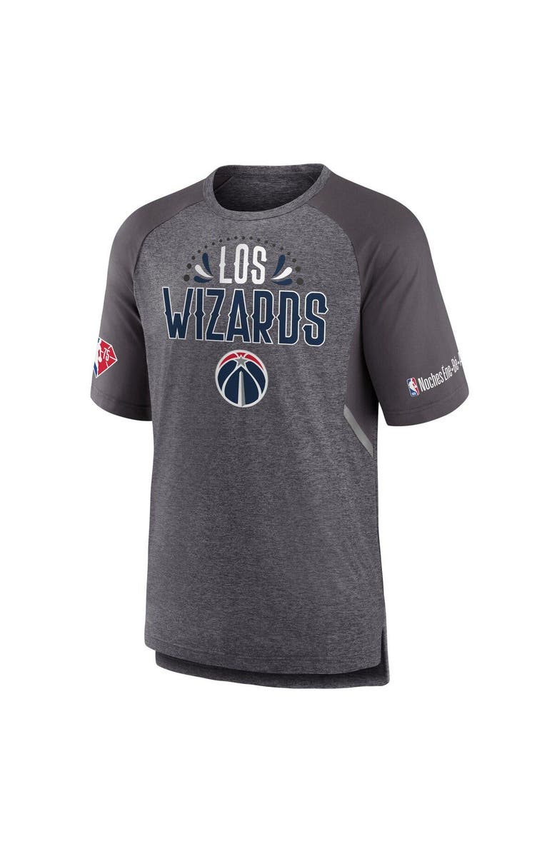 FANATICS Men's Fanatics Branded Heathered Gray Washington Wizards 2022 Noches Ene-Be-A Core Shooting Raglan T-Shirt, Alternate, color, Heather Gray