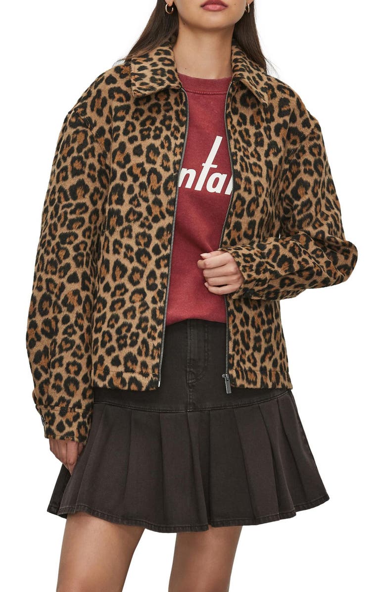 NEXT Leopard Print Jacket, Main, color, Brown