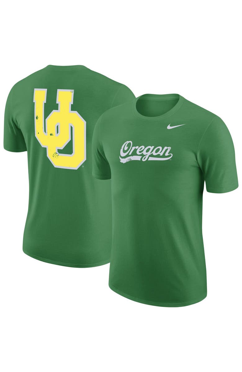 Nike Men's Nike Green Oregon Ducks Distressed Print Cotton Vault T-Shirt, Main, color, 