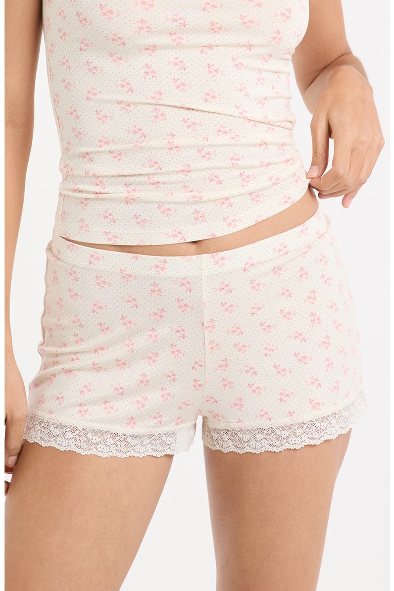 Kitty Lace Trim Shorts, Main, color, PINK