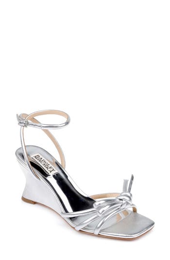 Shop Badgley Mischka Collection Luciana Ankle Strap Wedge Sandal In Silver