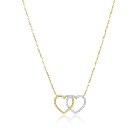 Diamond Interlocking Double Heart Necklace