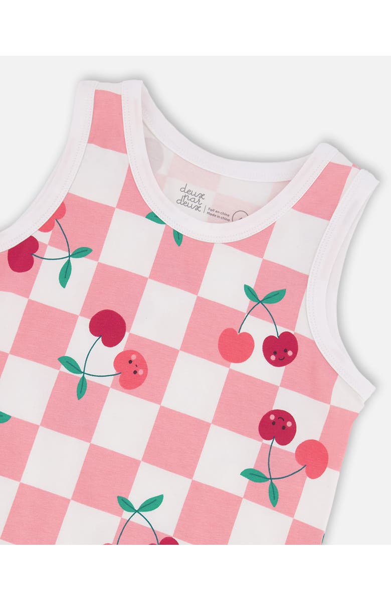 Deux par Deux Organic Cotton Jersey Cherries Sleeveless Tank Top, Alternate, color, Pink Printed Cherries