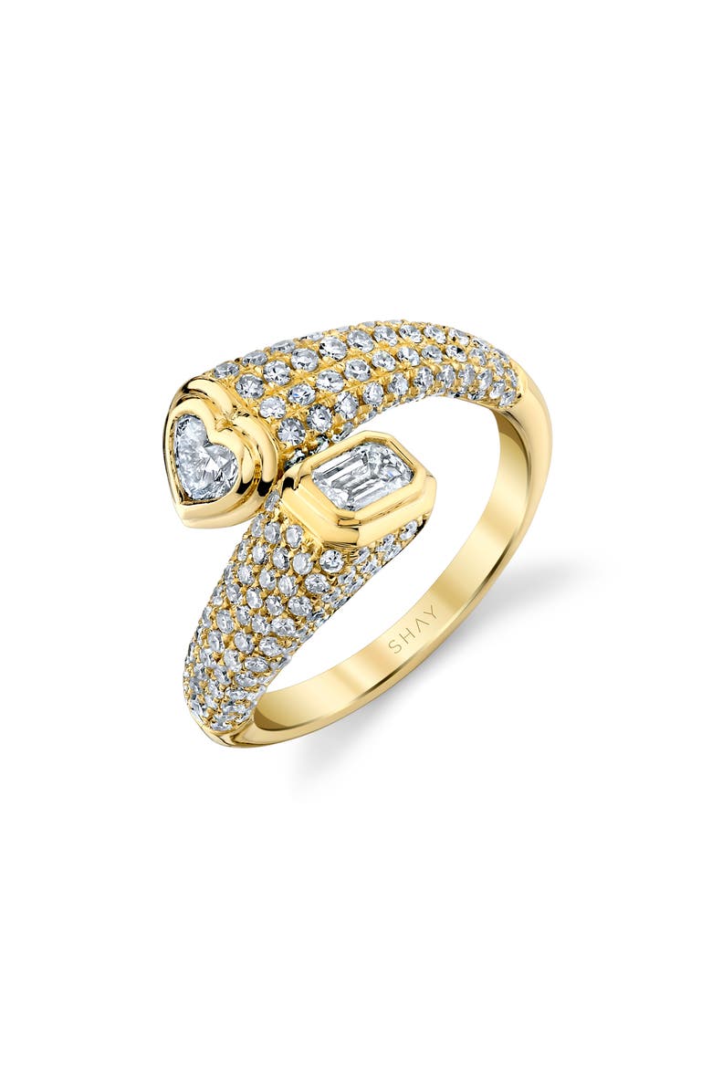 Bypass Diamond Pinky Ring, Main, color, YELLOW GOLD
