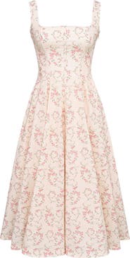 HOUSE OF CB Mariabella Lace-Up Stretch Cotton Midi Dress