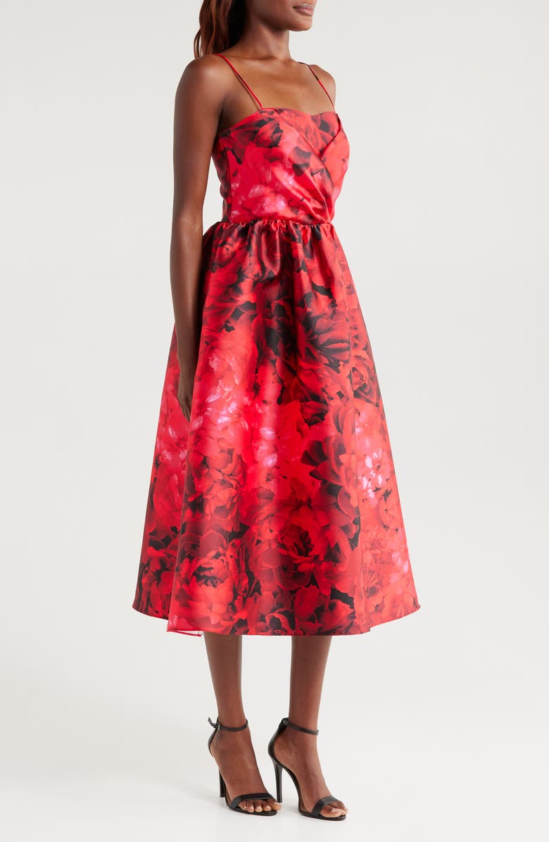 Julia Jordan Floral Fit & Flare Cocktail Midi Dress, Alternate, color, 