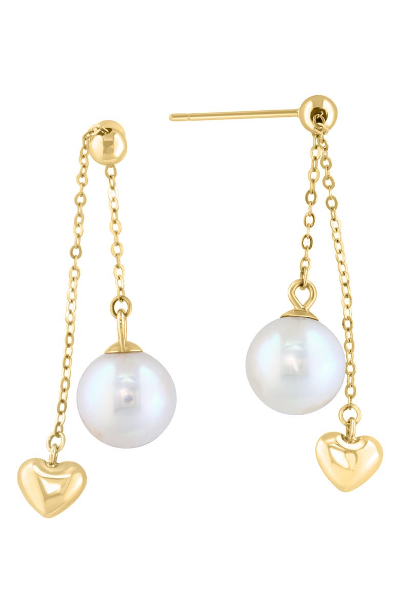 EFFY Heart Freshwater Pearl Chain Drop Earrings, Main, color, White