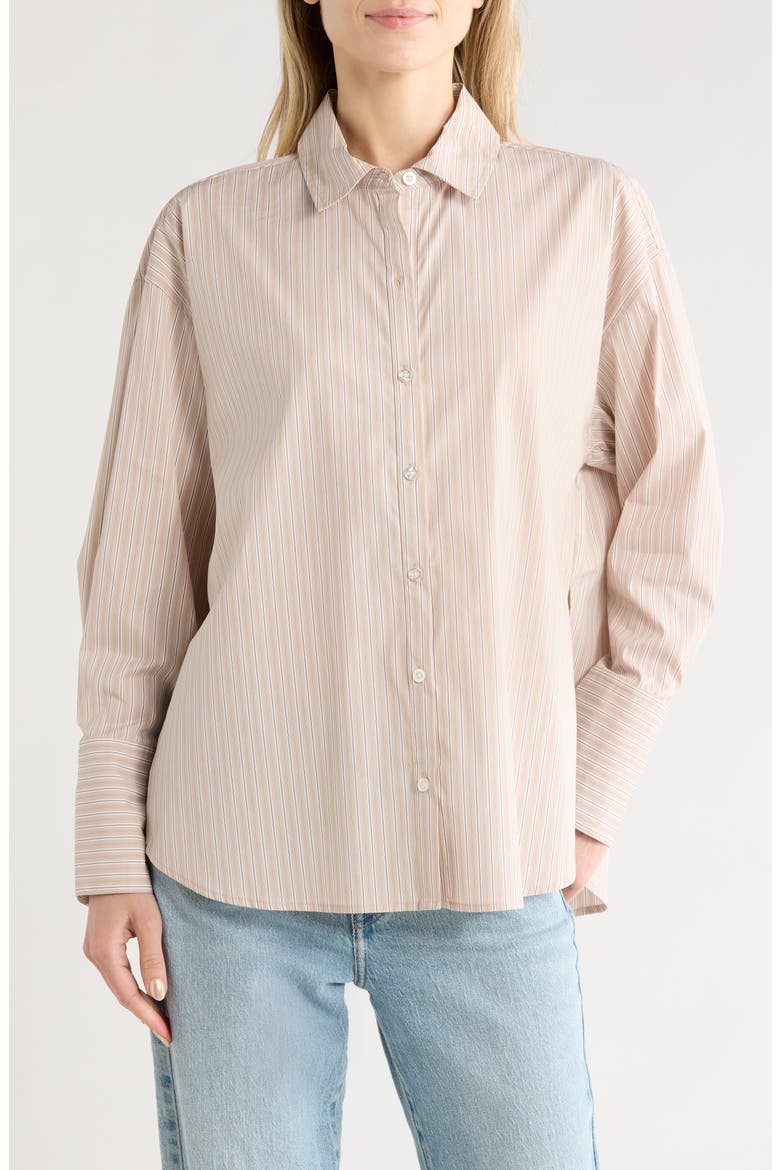 Striped Poplin Shirt, Main, color, HUMMUS STRIPE