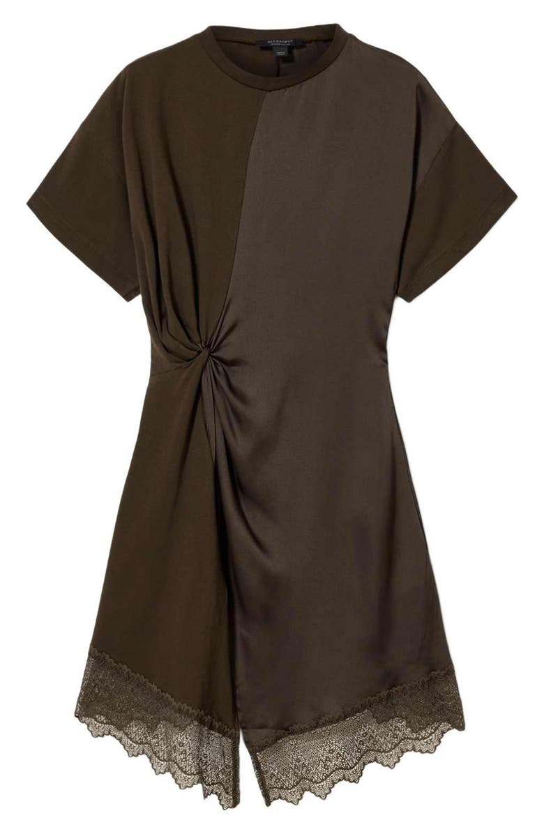 AllSaints Lana Lace Hem Minidress, Alternate, color, Bottle Brown