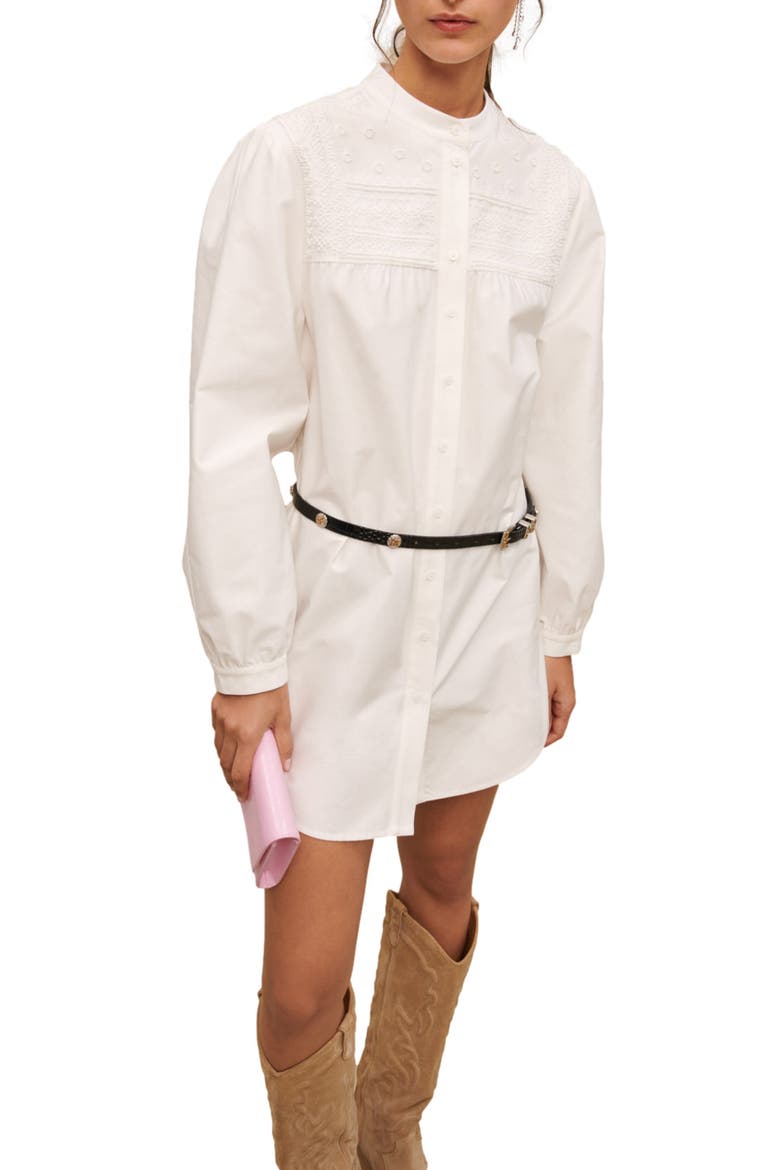 Rever Long Sleeve Shirtdress, Alternate, color, BLANC