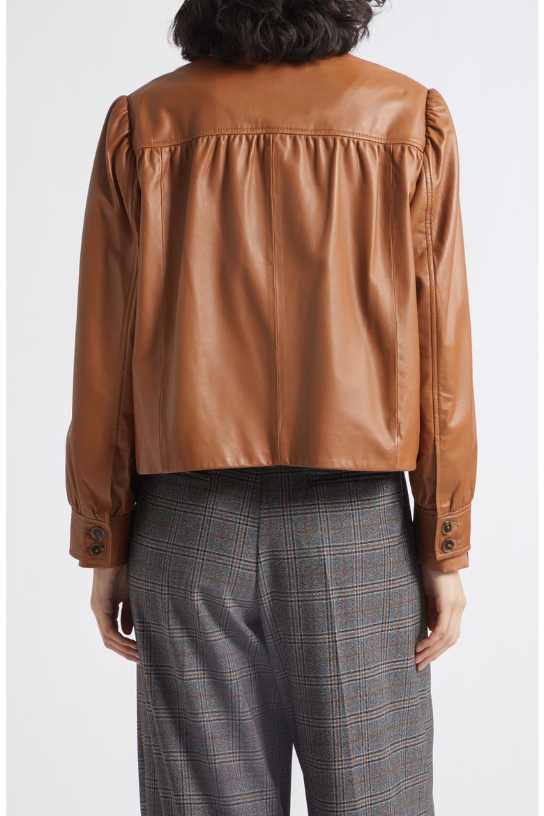 Saletta Leather Jacket, Alternate, color, TOBACCO BROWN