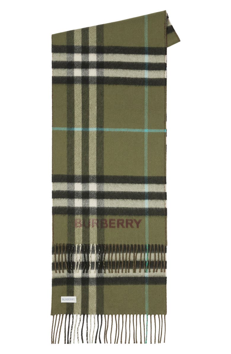 Burberry Giant Check Reversible Cashmere Scarf, Alternate, color,