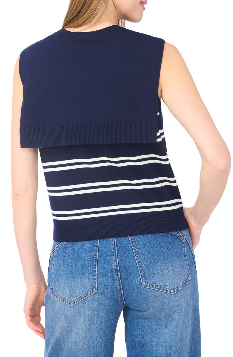 Halogen<sup>®</sup> Tie Shoulder Sleeveless Stripe Sweater, Alternate, color, Classic Navy/Ivory