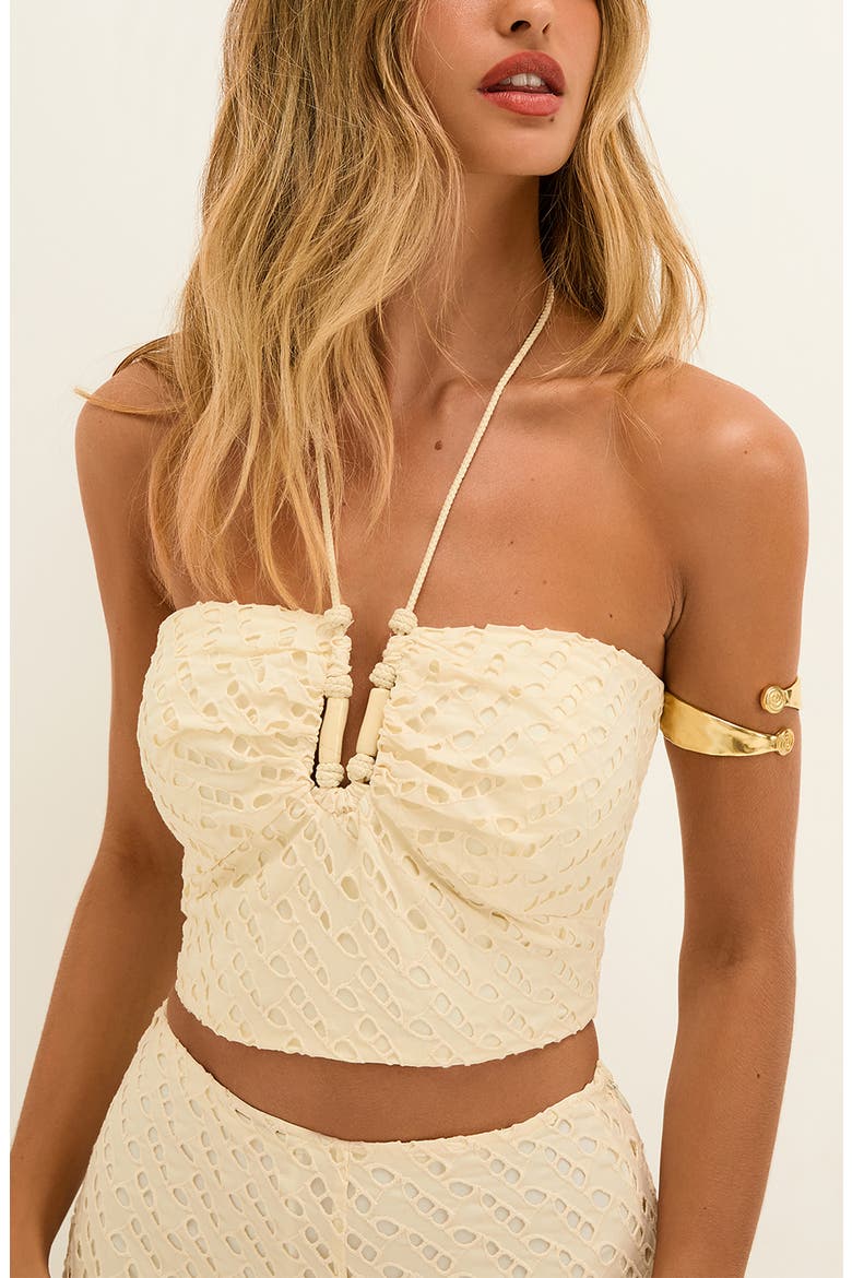 Melinda Crop Cotton Broderie Anglaise Cover-Up Top, Main, color, IVORY MULTI