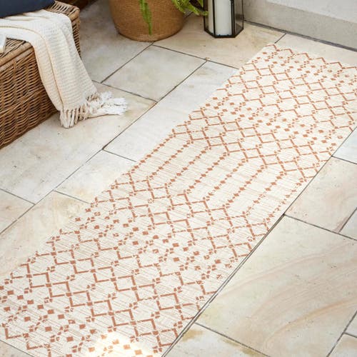 Jonathan Y Ourika Moroccan Geometric Textured Weave Indoor/outdoor Area Rug In Cream/orange
