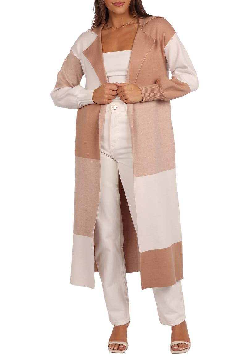 Kingston Large Check Long Cardigan, Main, color, BEIGE CHECK