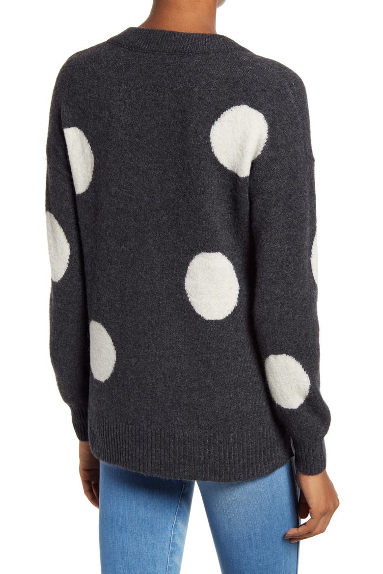 Dotted Bartlett V-Neck Pullover Sweater, Alternate, color, HEATHER CHARCOAL