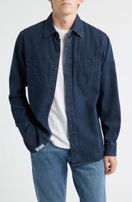 Schott NYC Cotton Denim Button-Up Work Shirt