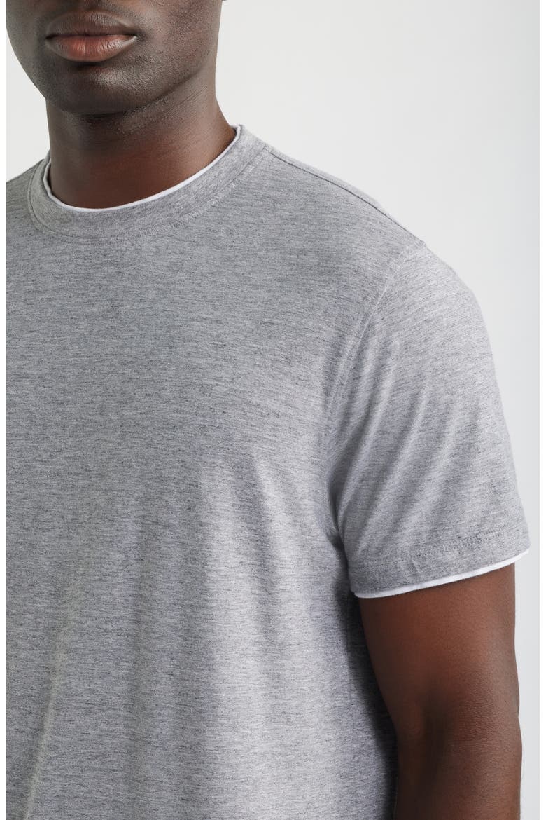 Como Double Layer Crewneck T-Shirt, Alternate, color, HEATHER GREY/TRUE WHITE