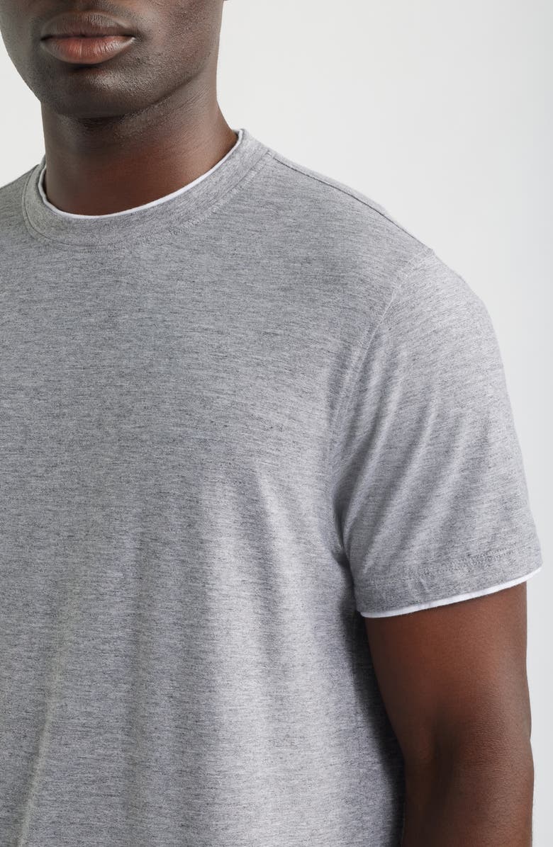 AG Como Double Layer Crewneck T-Shirt, Alternate, color, Heather Grey/True White