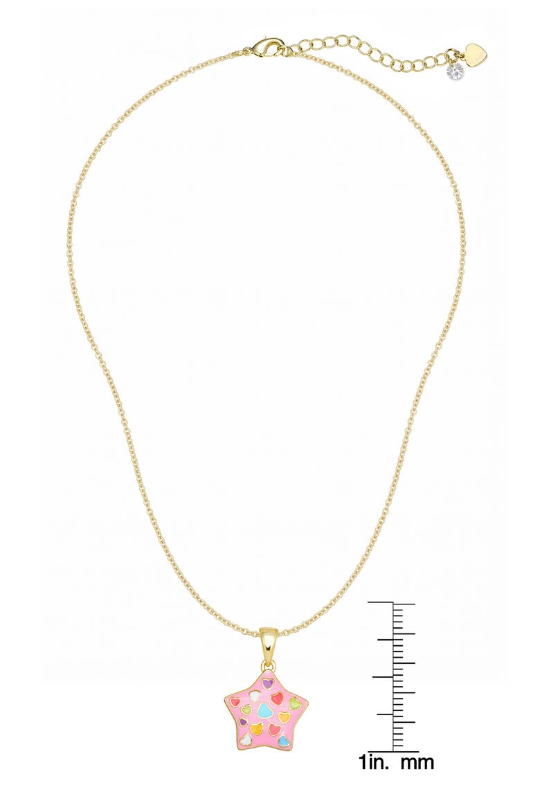 Kids' Puff Star Enamel Pendant Necklace, Alternate, color, PINK