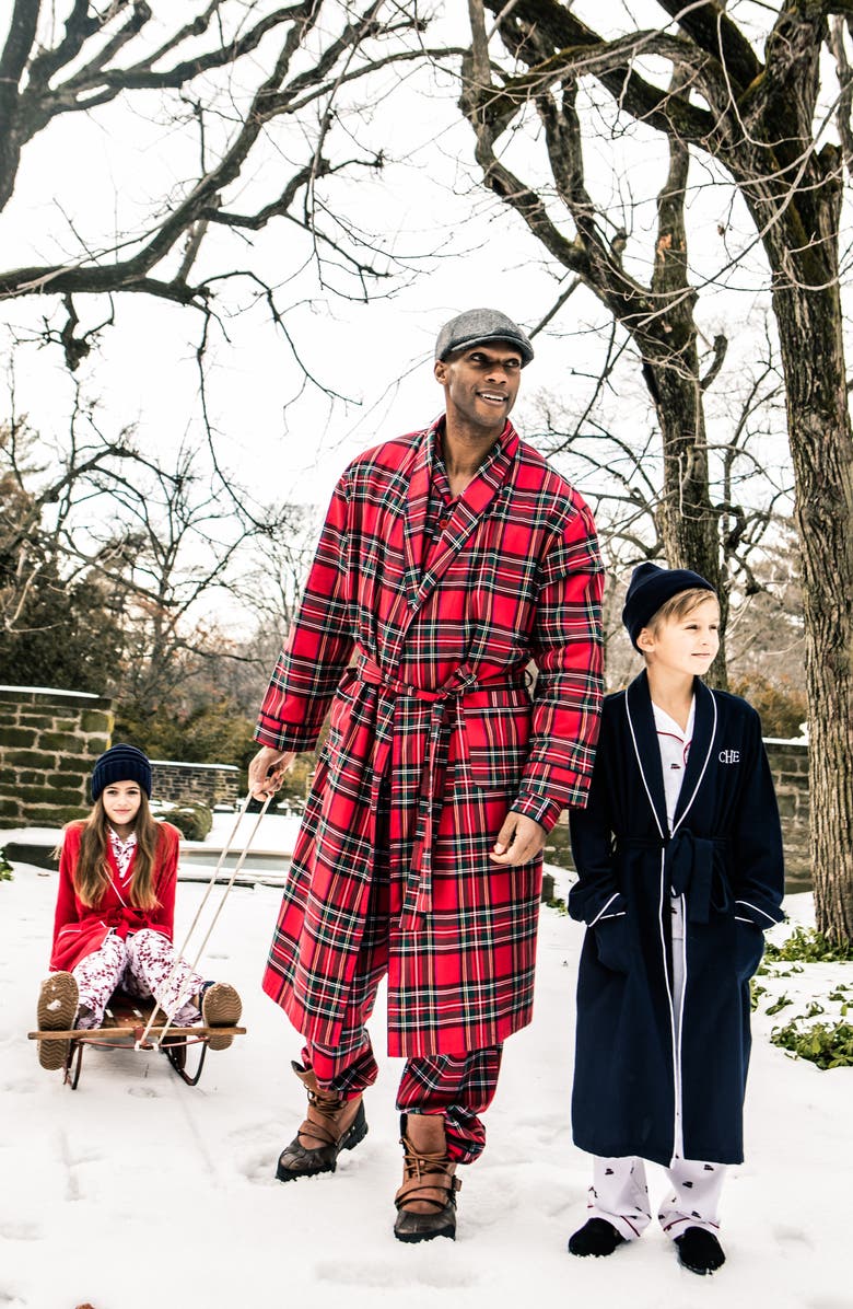 Petite Plume Imperial Tartan Plaid Flannel Robe, Alternate, color,