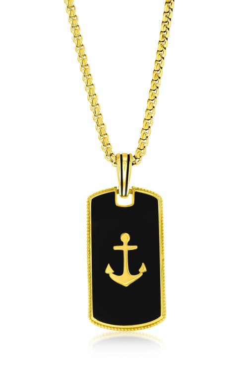 Men's Stainless Steel Anchor Dog Tag Pendant Necklace