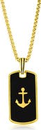 Metallo Men's Stainless Steel Anchor Dog Tag Pendant Necklace