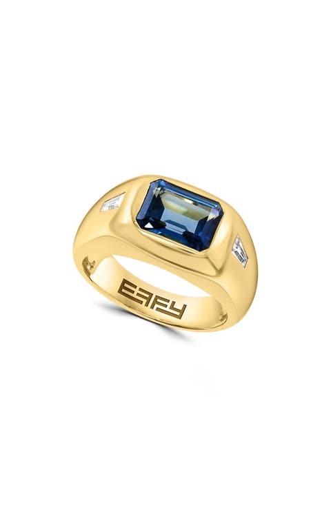 Gold Plated Sterling Silver Mixed Stone Signet Ring