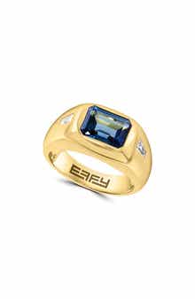 Gold Plated Sterling Silver Mixed Stone Signet Ring