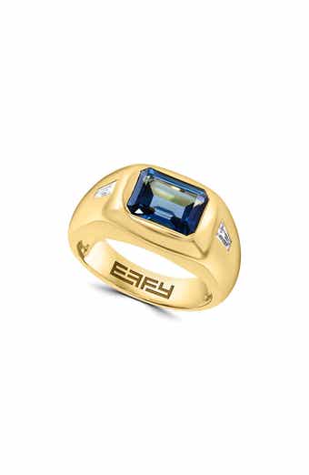 Gold Plated Sterling Silver Mixed Stone Signet Ring