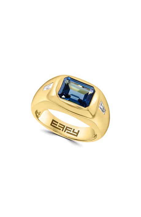 Gold Plated Sterling Silver Mixed Stone Signet Ring