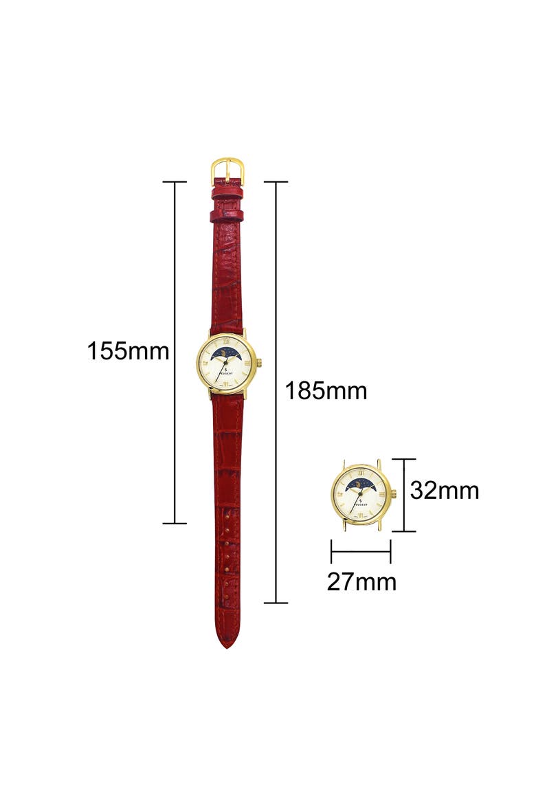 Sun-Moon Round Vintage Leather Watch- 26MM, Alternate, color, Brown