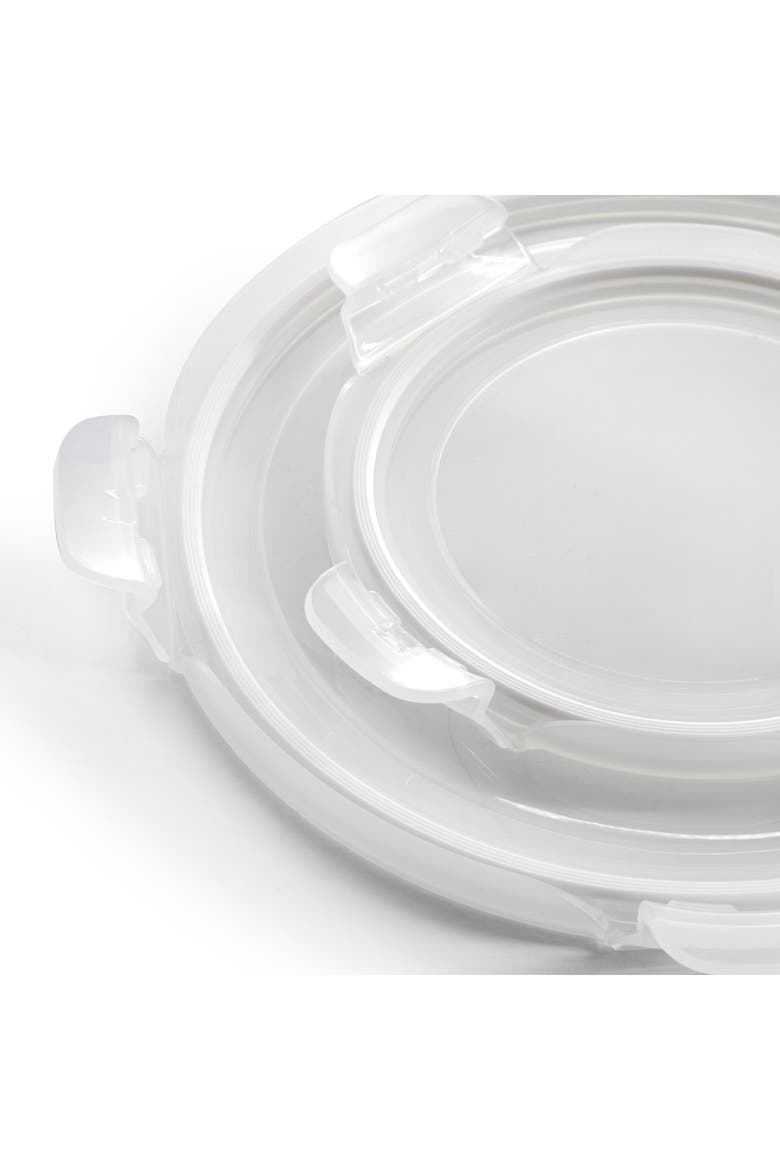 4 Piece Glass Round Storage Container Set Snap Lids, Alternate, color, Clear