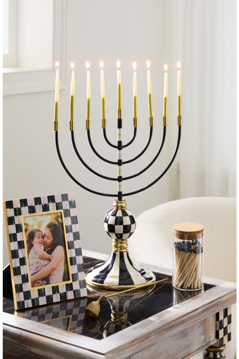 Courtly Menorah, Alternate, color, BLACK