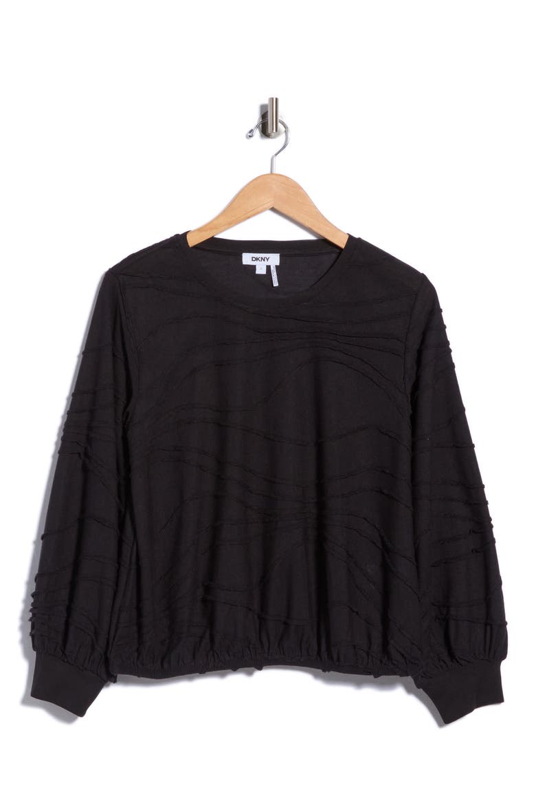 Ripple Knit Bubble Hem Top, Main, color, BLACK