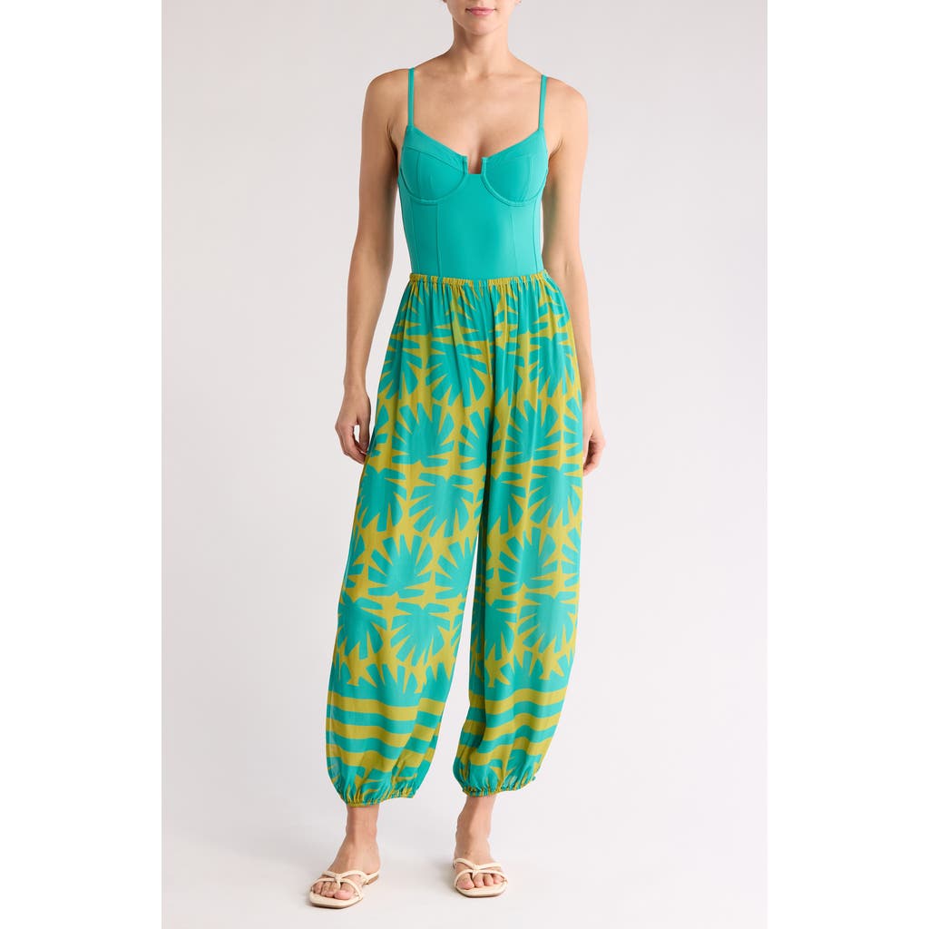 Solid & Striped The Lacy Abstract Print Cover-up Joggers In Green