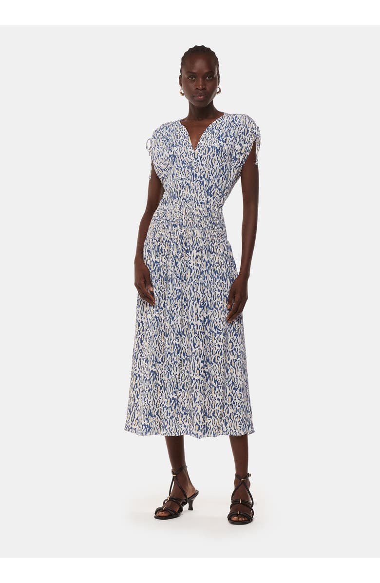 Whistles Flaming Leopard Print Midi Dress, Main, color, Ivory/Multi