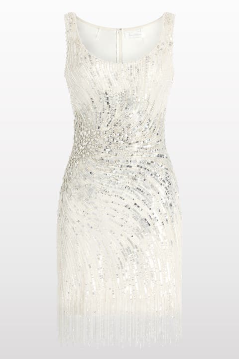 Noella Sequined Embellished Fringed Mini Dress