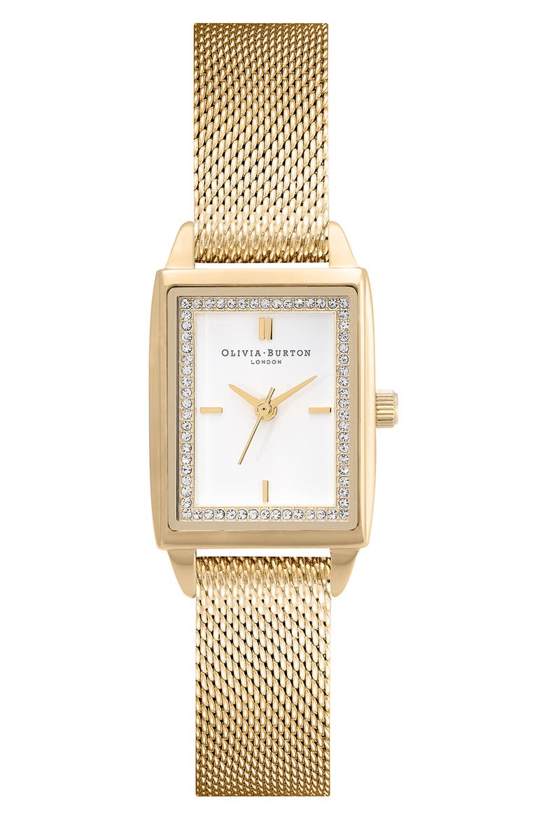 Classics Rectangular Mesh Strap Watch, 20mm, Main, color, GOLD