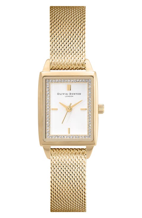 Classics Rectangular Mesh Strap Watch, 20mm